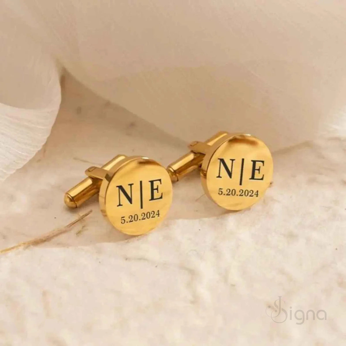 signa™ luxe custom engraved round cufflinks for men