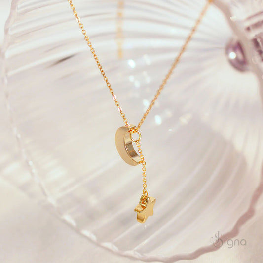 Signa™ Moon & Star Drop Anklet – 18k Gold Plated Celestial Dangle Anklet