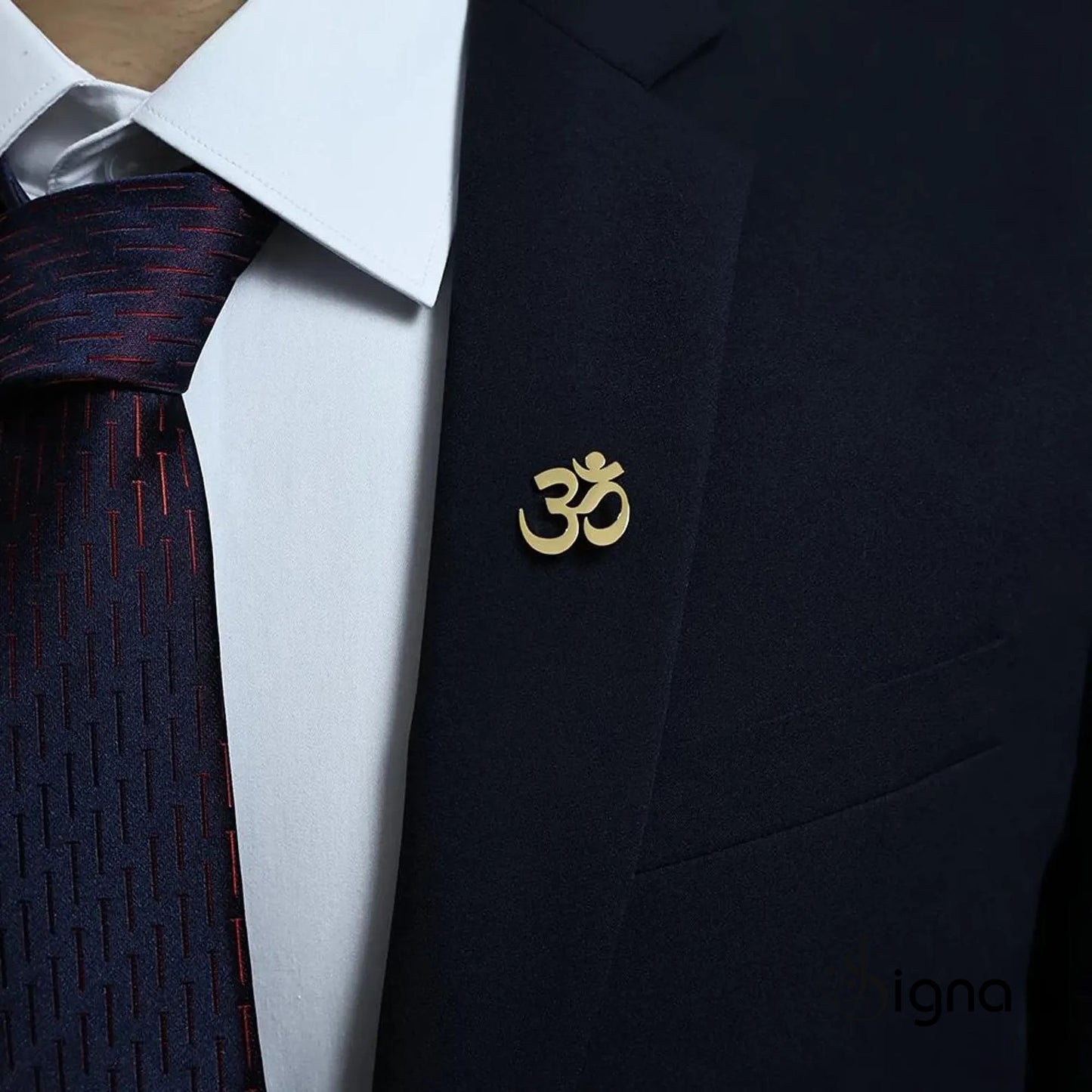 signa™ men's om brooch - silver plated spiritual gift for weddings & formal events