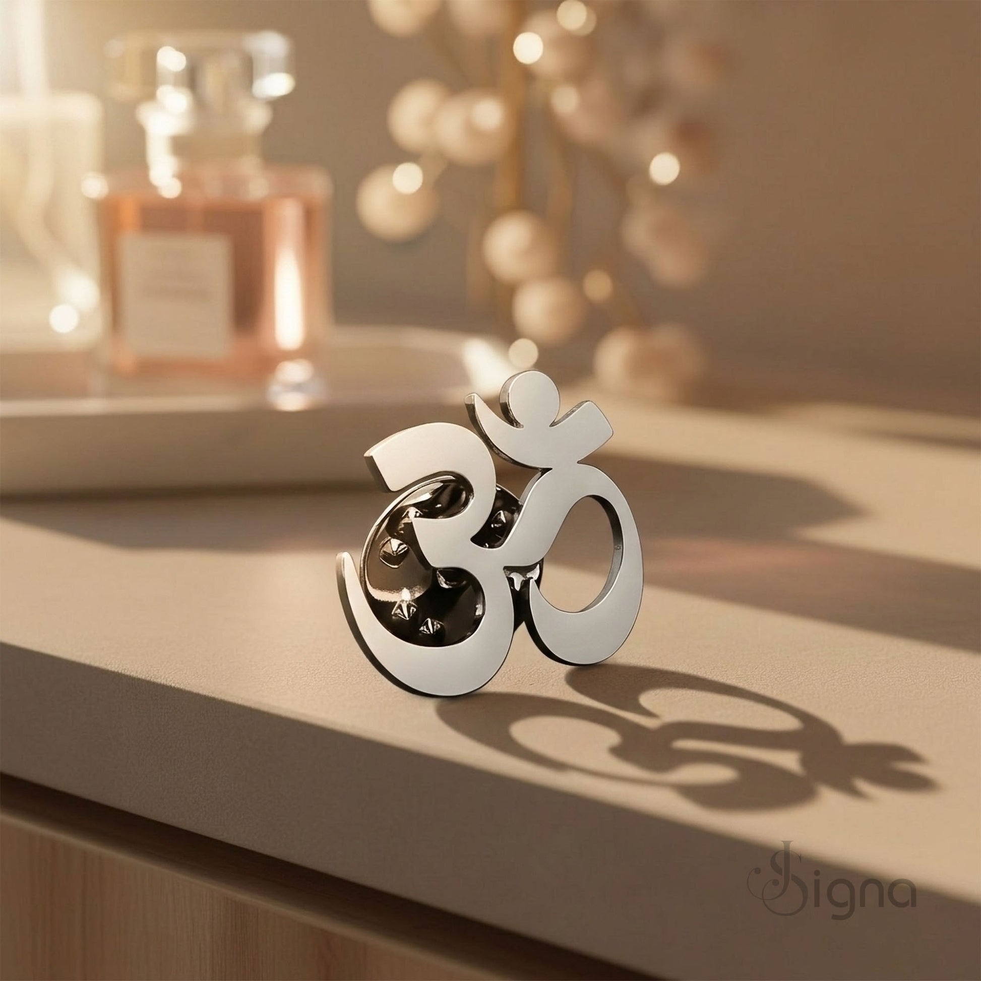 Signa™ Men's Om Brooch - Silver Plated Spiritual Gift for Weddings & Formal Events