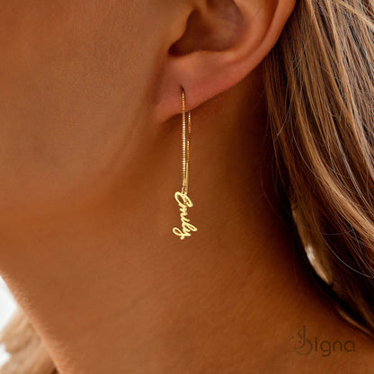 Dainty custom name threader earrings lightweight jewelry for women