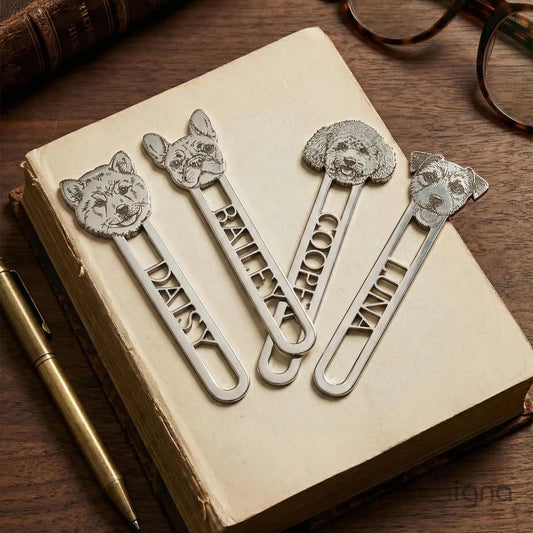Signa personalized dog face name bookmark metal bookmark for dog lovers