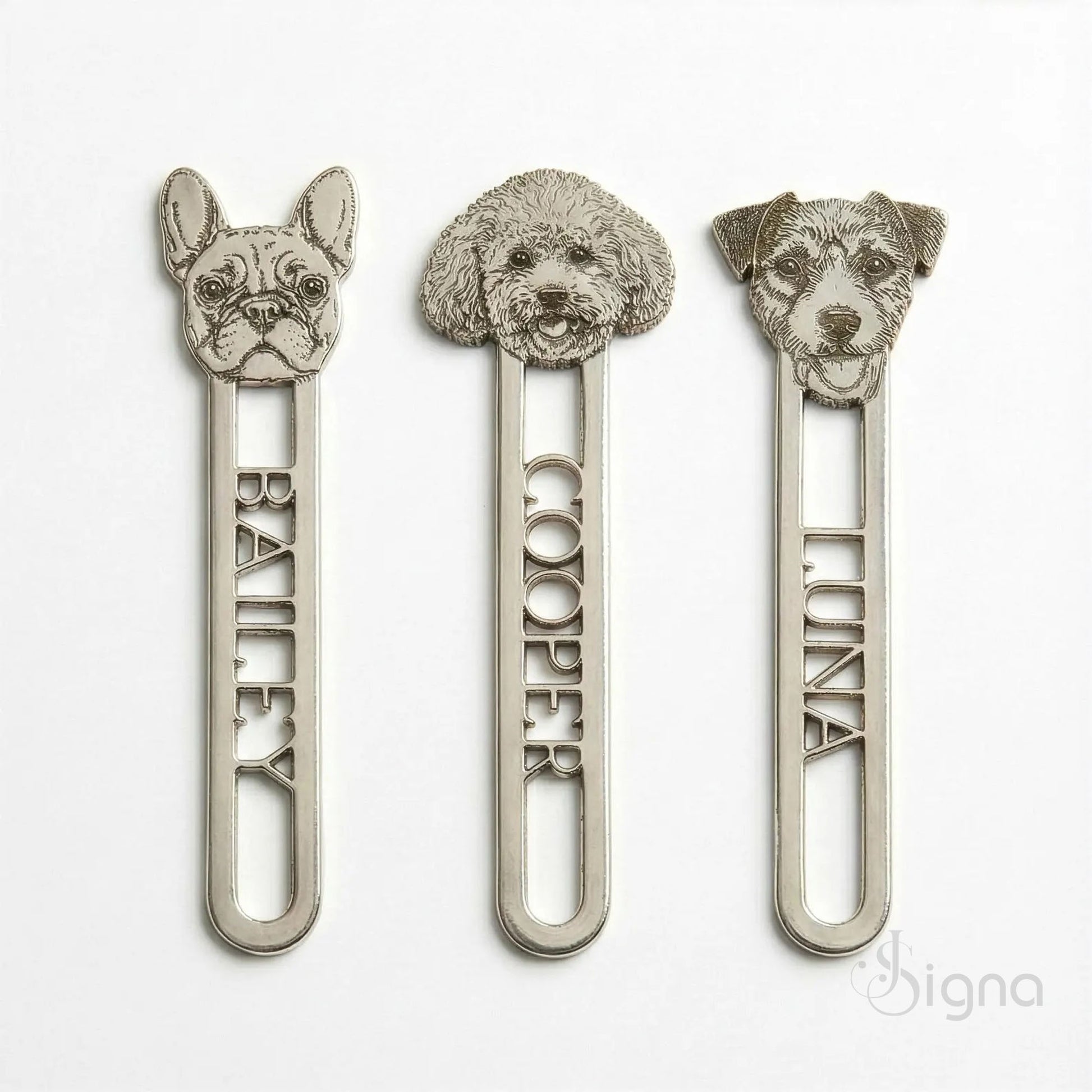 Custom pet dog face bookmark with name cut design for book lovers