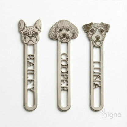 Custom pet dog face bookmark with name cut design for book lovers