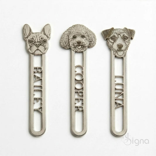 Custom pet dog face bookmark with name cut design for book lovers