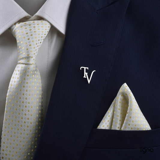 Signa Personalized Dual Letter Brooch for Men in gold finish