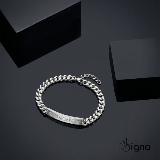 Signa™ Personalized Engraved Bar Bracelet -  Anniversary Gift for Him
