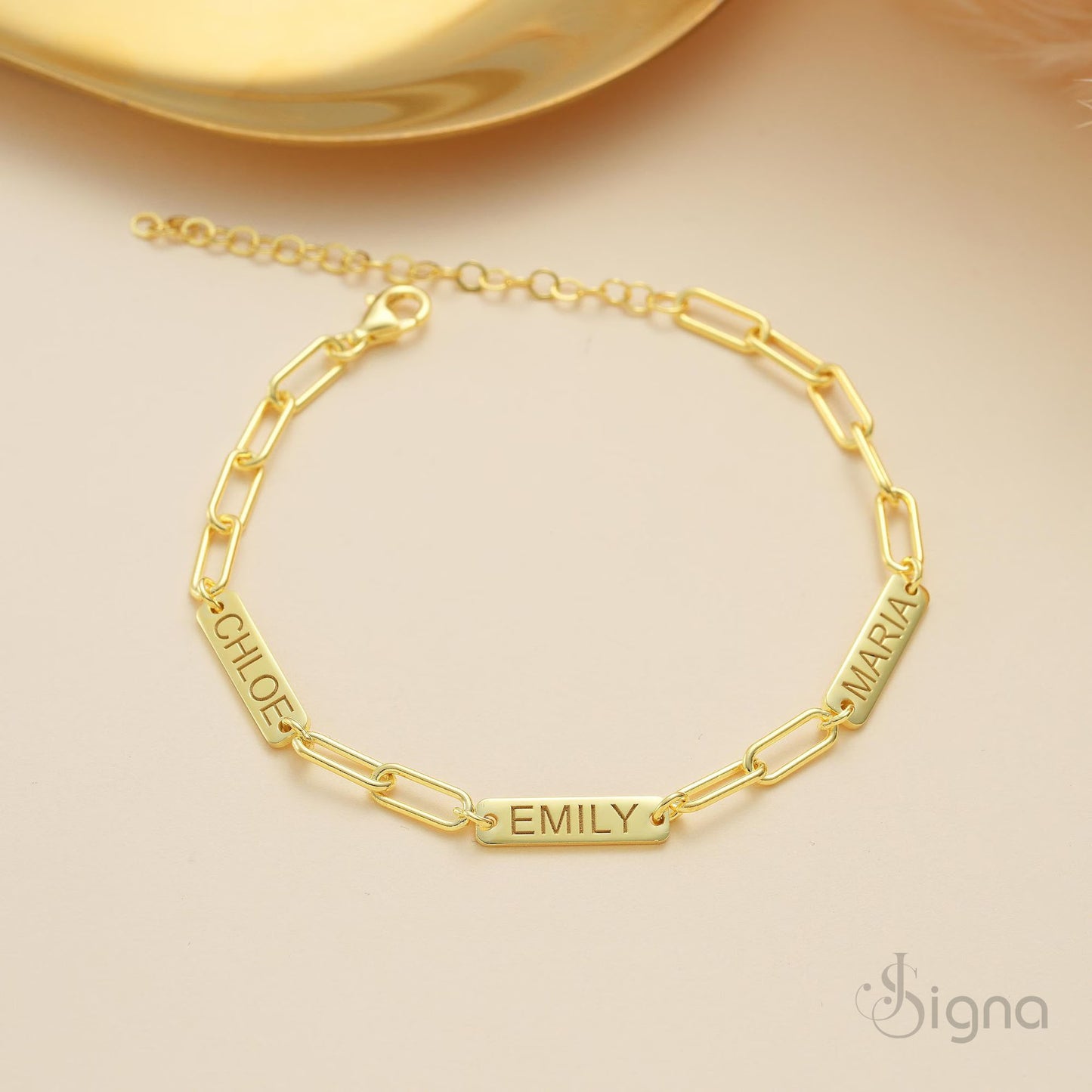 signa™ personalized multi-name paperclip chain bracelet