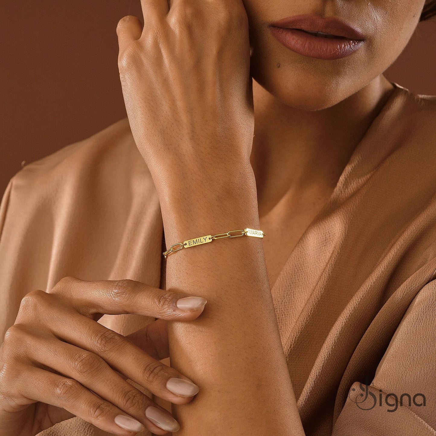 signa™ personalized multi-name paperclip chain bracelet