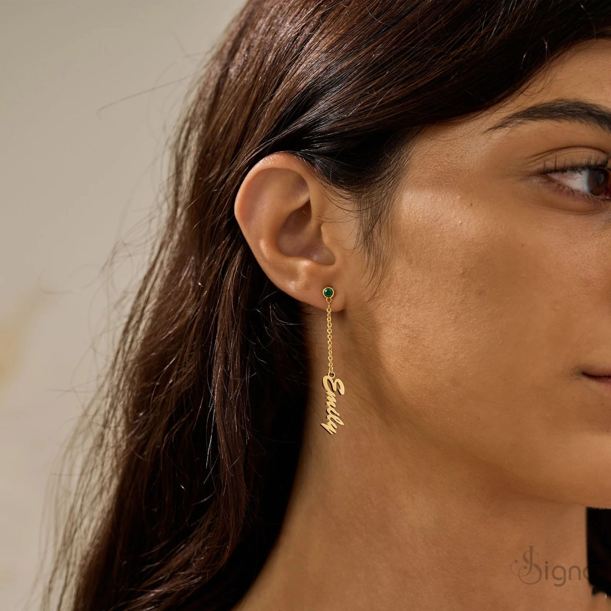 Elegant custom name hanging earrings for women