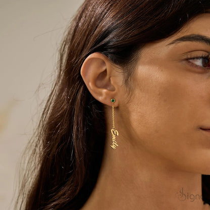 Elegant custom name hanging earrings for women