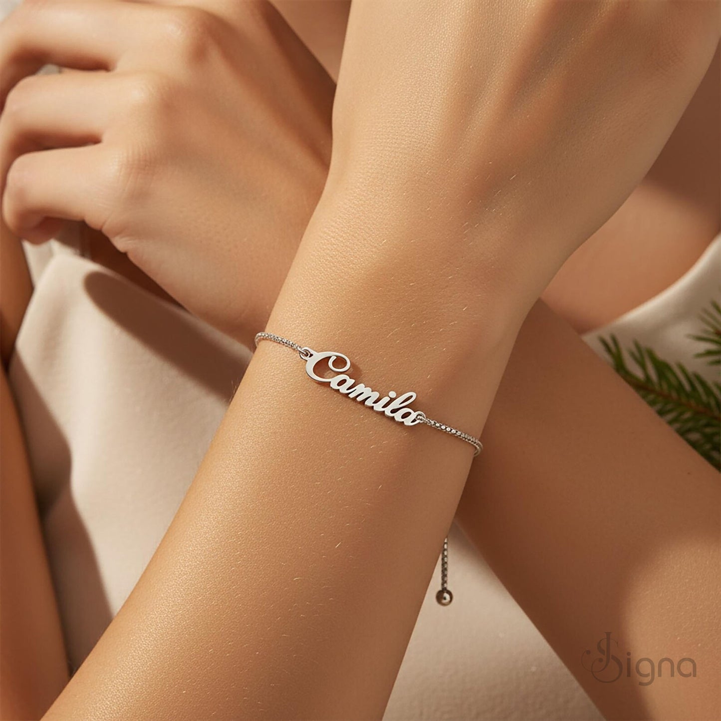 signa™ personalized script name adjustable bracelet for her