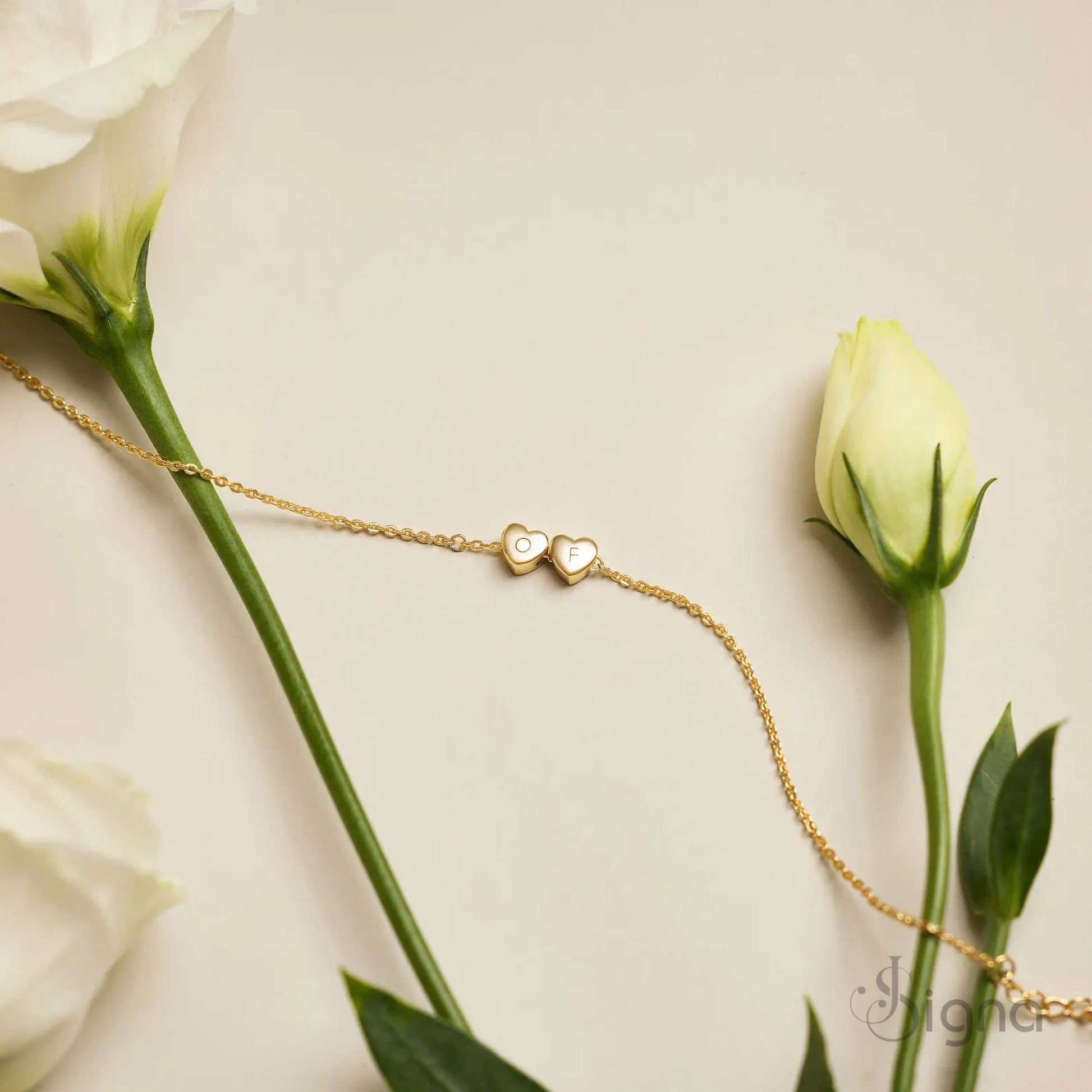 Dainty personalized heart bracelet for everyday wear