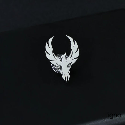 Minimalist Silver Phoenix Suit Pin - Personalized Lapel Brooch - Father's Day & Wedding Gift