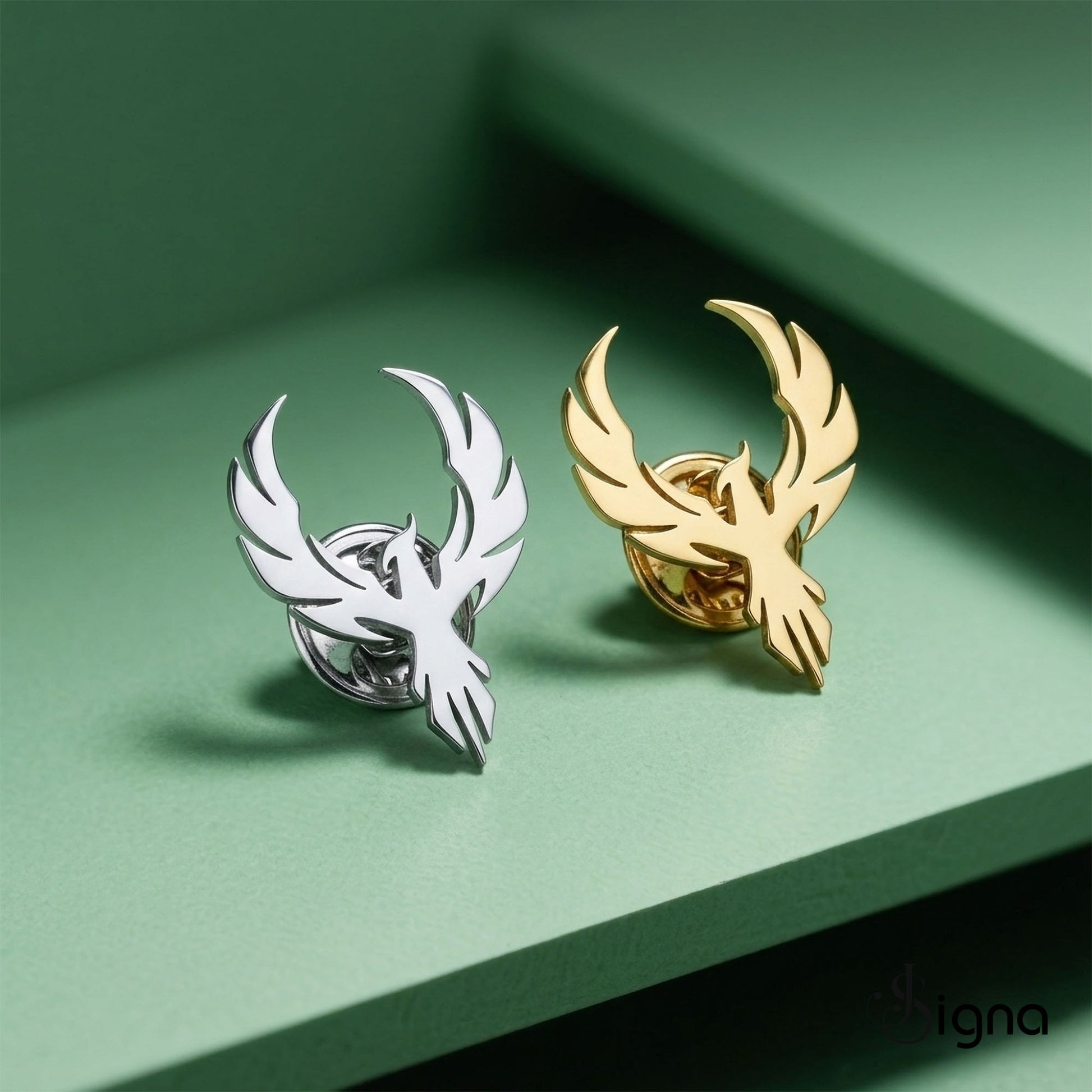 Minimalist Silver Phoenix Suit Pin - Personalized Lapel Brooch - Father's Day & Wedding Gift
