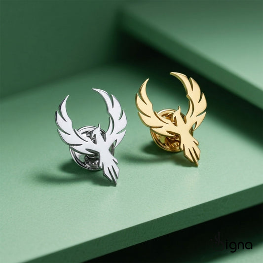 Minimalist Silver Phoenix Suit Pin - Personalized Lapel Brooch - Father's Day & Wedding Gift
