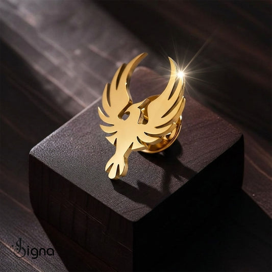 Signa Phoenix Lapel Pin for Men 18k Gold Plated Personalized Suit Brooch Groomsmen Gift
