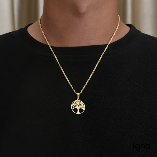 Detailed macro view of the intricate branches on the Signa™ German Silver pendant