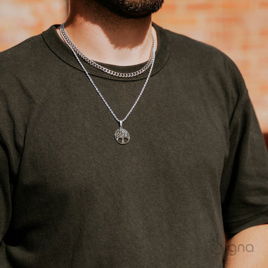 Detailed macro view of the intricate branches on the Signa™ German Silver pendant