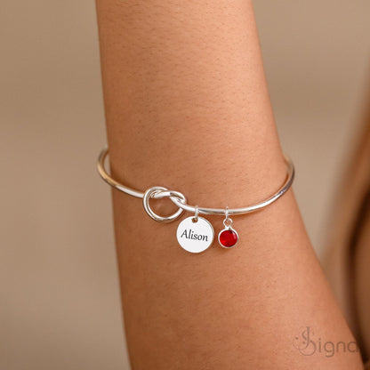 Custom engraved birthstone bracelet gift for her