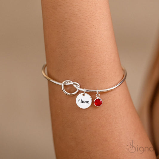 Custom engraved birthstone bracelet gift for her